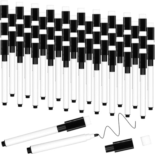 Whiteboard Marker, 40 Stück, Schwarz, Magnetisch, mit Schwamm, für Magnettafel, Flipchart, Zuhause, Schule, Büro