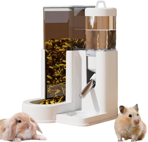 Dispensador de Agua para Hámster - Doméstico para Conejos - Dispensador Automático Doble Función Comida Y Agua para Roedores