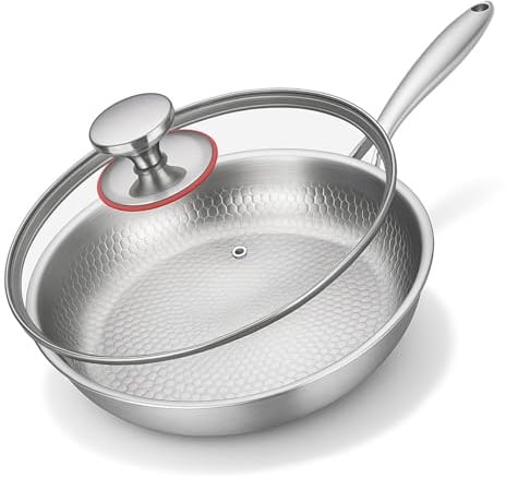 Titan Pfanne Unbeschichtet, Titanpfanne 28cm,Verdickt Ultra-Haltbar Premium Titanium Frying Hammered Pan Pro,Antihaft-Pfanne Kratzfest Wärmeverteilung,Robuste,Mühelos,Mikroporöser Ölverschluss (28cm)