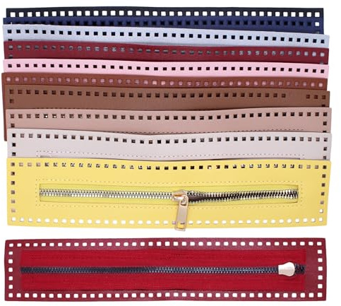 TETEWEVER 10 cerniere in pelle, 27 cm, con fori | Chiusura lampo in pelle, 10 colori, con fori per uncinetto, da cucire, per portafogli, borse, accessori fai da te