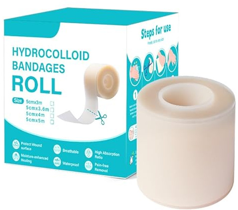 Hydrokolloid Pflaster Rolle, Pimple Patches Roll, Atmungsaktive & Hautfreundlich Wundauflagen FüR Pickel, Schnitte, Zehen, Gesicht, Wundpflege (5cmx1.5m)