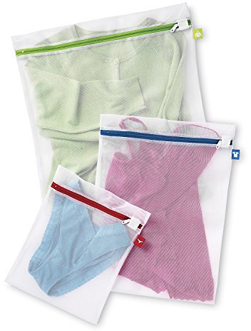 Whitmor Bolsas de Lavado de Malla con Cremallera codificadas por Colores (Juego de 3 Piezas)