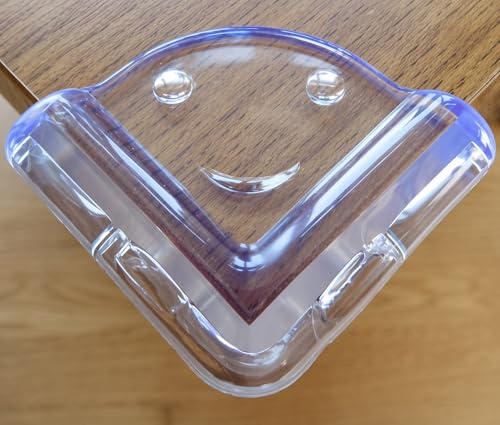 AKORD Transparent Corner Protectors for Furniture, Soft L-Shape Edge Guards for Desks and Tables, Double-Sided Tape Included, Clear, 4 Pieces