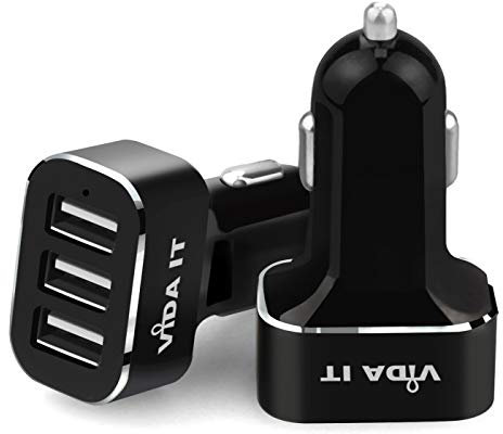 Vida IT Original V3 3 Port USB Car Charger 5.2A 26 Watt with Micro USB Cable for Mobile Phones and Tablet PCs Fast Charger with Smart IC Multiple Ports