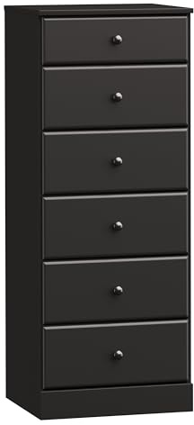 Prepac Prepac Astrid Kommode, hoch, schwarz, 40,6 x 50,8 x 132,2 cm (T x B x H), 6 Schubladen für Schlafzimmer – perfekte Kommode für reichlich Stauraum