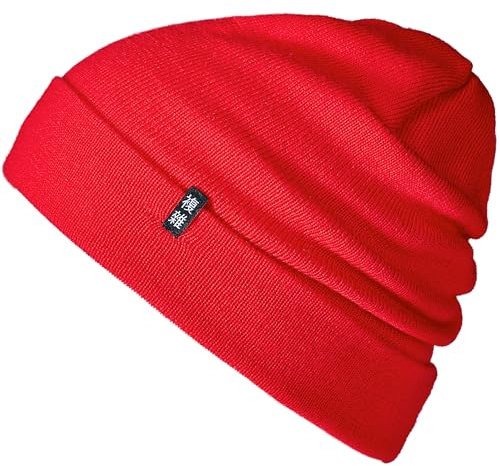Enter the Complex® Merino Mütze Herren, Beanie Damen, 100% Merino Wolle, Warm und Dünn, Zweilagige Strickmütze, Rot