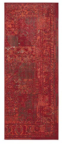 Hanse Home Teppich Plume – Used-Look Teppich Kurzflor Modern Vintage Design Teppiche für Esszimmer, Wohnzimmer, Kinderzimmer, Flur, Schlafzimmer, Küche – Rot 80x250cm