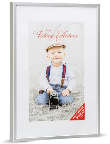 Aluminium Bilderrahmen für DIN A4 / 21x30 Fotos - Moderner & Zeitloser Fotorahmen mit Echtem Glas für Bilder & Zertifikat | Freistehender Rahmen geeignet für Tisch oder Wand, Hoch- & Querformat