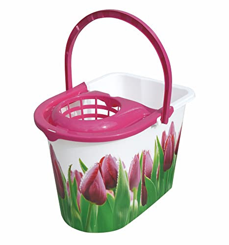 York Eimer Tulpe 14L mit Wringaufsatz Pink, PP, One Size