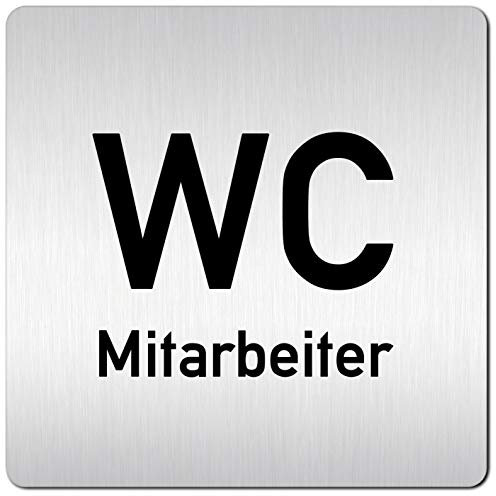 Türschilder24 XXL Schild - Türschild • 125 x 125 mm • Mitarbeiter Toilette + WC • 1,5 mm Aluminium Vollmaterial • 100% Made in Germany