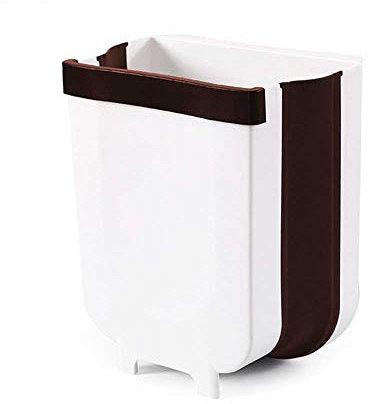 Queta Poubelle Pliable, 9L Poubelle Murale pour Cuisine, Voiture, Salle de Bain, Bureau et Chambre à Coucher (Blanc-Noir)