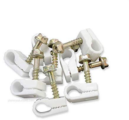 STEREN Coaxial Cable Clips - Cable Holder - Wire Clips - Siding Clips for Hanging - Cord Holder for Desk - Cable Clamps - Cord Clip - Wire Organizer Clips - Tv Mount Screws - White - 200 Pack