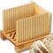 Mama's Great Bamboo Slicer - Adjustable Slice Width Bread Slicing Guides with Sturdy Wooden Cutting Board - Compact & Foldable - Easy Cutting for Bagels & Bread