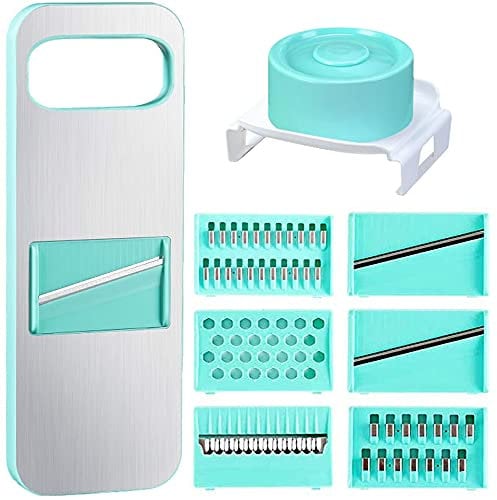 Bugucat Vegetable Chopper, Vegetable Cutter Food Slicer Dicer, 6 Interchangeable Blades Set Veggie Slicer Manual Slicer Kitchen for Garlic, Cabbage, Carrot, Potato, Tomato, Fruit, Salad