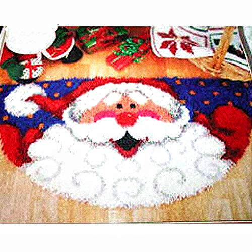 Emistem Latch Hook Rug Kits, DIY Christmas Crocheting Rug Embroidery, Acrylic Yarn Pre-Printed Canvas, Shaggy Decoration (Santa,15x21)