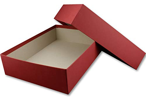 NEUSER PAPIER Hochwertige Aufbewahrungs- und Geschenkboxen - 3 Stück - DIN A4 - Dunkelrot (Rot) bezogen - 302 x 213 x 70 mm