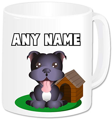 Personalised Gifts - Pet Animal Staffordshire Bull Terrier Dog Mug Coffee Tea Cup with Name - Novelty Birthday Christmas Gifts for Kids Women Men