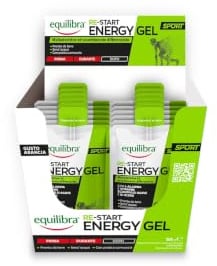 Equilibra Integratori Alimentari, Re-Start Energy Gel, Integratore per Sportivi, a Base di Maltodestrine, con Sciroppo di Agave e di Acero, 12 Buste Mopack con Cannuccia, 50 ml
