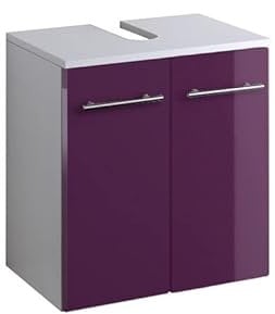 Held Möbel Bad Waschbecken Unterschrank Parma in Hochglanz aubergine 50 cm breit