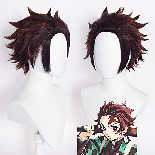 Falamka Perücke kurz braun geschichtete Perücke Anime Cosplay for Halloween
