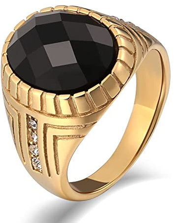 Ringe für Herren, Ring Edelstahl Herren Breit Oval Punk Ringe Goldring Herren Sinnvolle Geschenke für Männer