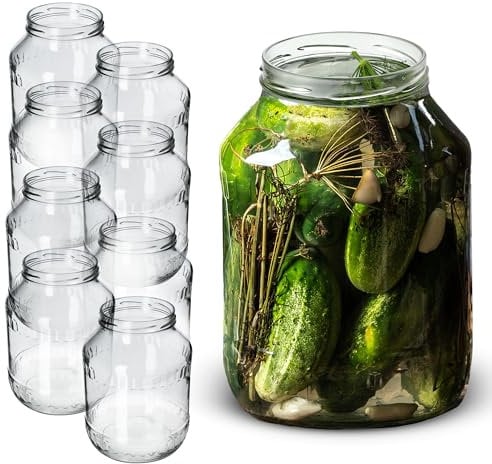 KADAX Weckgläser 2,5L, Einmachglas zum Einlegen, fi100 mm, Einmachgläser, Sturzglas, Vorratsglas, Gurkenglas, Konservenglas, Rundgläser, Einweckgläser (8 Stück, Ohne Deckel)