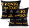 45 x 45cm Zierkissenbezug mit 6 Taschen König der Couch Lustige Männer Kissenbezug zum Befüllen Kissenhülle Geschenk Zierkissenhülle zum Geburtstag Dekokissenhülle Weihnachten Sofakissenhülle
