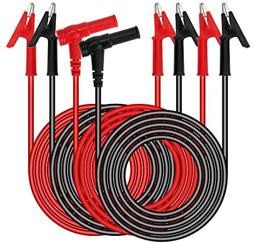 GUNGY Puntali per Multimetro Puntali Tester Elettricista con Morsetti Coccodrillo Connettori a Banana 4mm Cavo di Prova 1m per Multimetro Digitale Nero Rosso 4 Pezzi