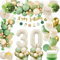 30 Geburtstag Deko Frauen,Geburtstagsdeko 30 Männer,30 Geburtstag Luftballon Grün Gold mit Happy Birthday Banner,Pompoms für Frau Mann Luftballon30