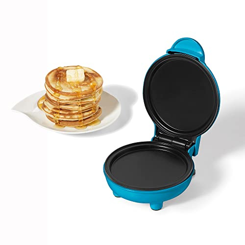 Starfrit Electric Mini Pancake Maker 4 Non-Stick Cooking Surface Easy to Use & Clean 300W, Blue
