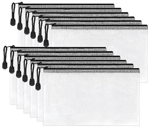 Buste in plastica A5, 10 pezzi con cerniera, cartelle in plastica A5, buste trasparenti con chiusura a cerniera, buste impermeabili per ufficio, scuola, casa, archiviazione