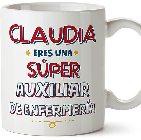 MUGFFINS Tazas Personalizadas para AUXILIAR DE ENFERMERÍA mujer - En Español - Eres Súper - 11 oz / 330 ml - Regalo Personalizable original y divertido