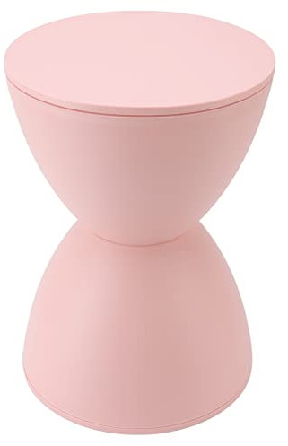 Otufan Tabouret Rond Nordique, 11.81x16.54 en Plastique De Couleur Unie Sablier Design Changement Chaussures Tabouret Bas pour Salon Salle De Bain Cabine D'essayage(Rose)