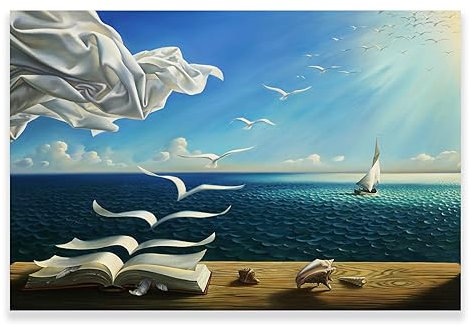 KWAY Wellenbuch-Poster – Salvador Dali Leinwand-Kunst, Surrealismus-Drucke, abstrakte Ölgemälde, Reproduktion, romantische Dekoration für Wohnzimmer, Schlafzimmer, Büro, ungerahmt (30 x 45 cm)