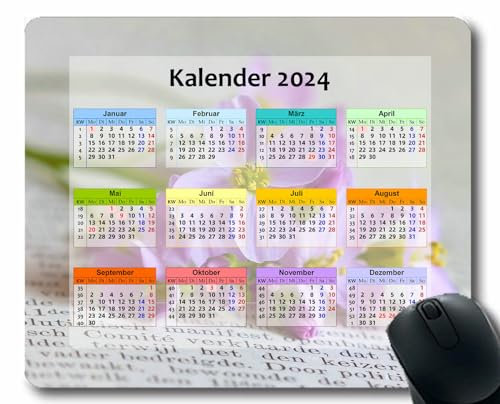 YENDOSTEEN 2024 Kalender Mauspad,Spiel Naht Mousepad,Computerzubehör Mousepad,Lampenlicht Herz 2024 Kalender Horizontale Version Natur Gaming Mauspad