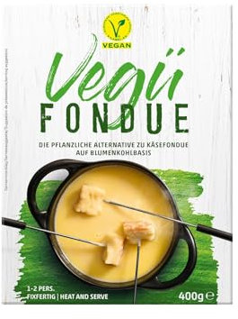 Vegü Fondue-Käse vegan - 3x 400g - Schweizer veganer Fondue-Käse auf Blumenkohlbasis, würzige Gemüsezubereitung, für ein rundum genussvolles Fondue-Erlebnis, zu Raclette-Käse ein Fest