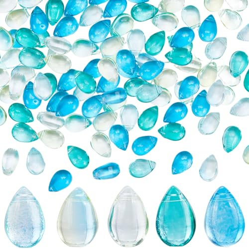SUNNYCLUE 150PCS 5 Colors 10mm Glass Tear Drop Beads Water Drop Beads Teardrop Waterdrop Sparkling Crystal Glass Transparent Loose Charms Bulk for Jewellery Making DIY Beading Bracelet