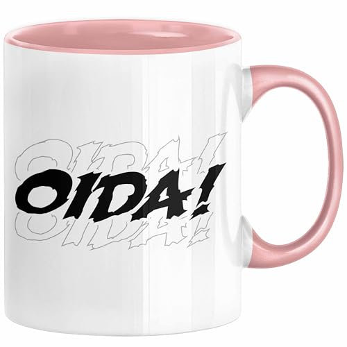 Oida Tasse Geschenk Bayern Kaffee-Becher Bayrisch Dialekt (Rosa)