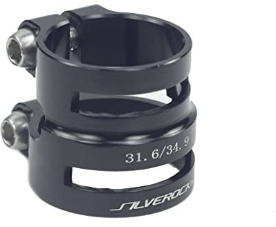 Sattelklemme Aluminium-Doppelsattelstützen-Kragenklemme 27,2/31,8 mm 31,8/34,9 mm 30,9 mm for Rennrad MTB Carbonrahmen Laufrad Schnellspanner SattelstüTze (Größe : Up 31.6 down34.9mm)