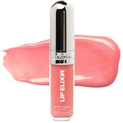 Sacheu Lip Glaze Elixir. Nourishing and Moisturizing Lip Gloss for Women. Hydrating and Plumping Lip Gloss Enriched with Collagen. Smooth High-Shine Finish. Vegan & Cruelty-Free, Bunny Tongue (Pink)