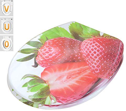 Toilettendeckel, Erdbeer-Toilettensitz, Soft-Close-Toilettenbezug mit Schnellverschluss für Familienbadezimmer