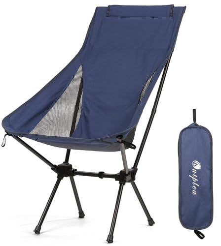 Outplea Chaise Pliante Camping Confortable Légère, Chaise de Plage Pliable Haut, Siege Camping Pliable Portable de Exterieur Randonnée Peche Jardin Barbecue, Bleu