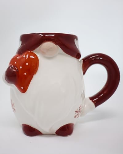 XXL Wichtel Weihnachtstasse | handbemalte 3D Keramik Tasse | Für Weihnachten, Nikolaus, Adventskalender, Wichteln | Weihnachtliche Deko, Weihnachtsdeko | Christmas Kaffeetasse 500 ml (Wichtel XXL)