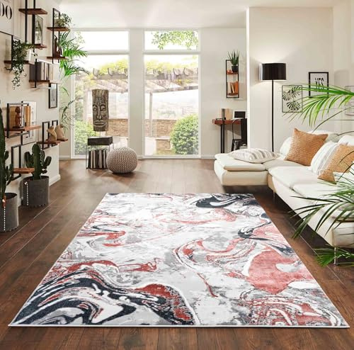 Solarius Modern Living Room Rug - Abstract Area Rugs Pink 120x170 cm