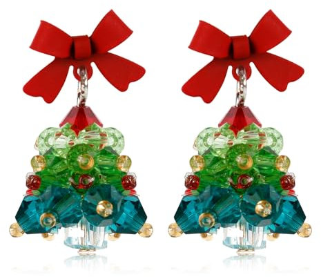 Weihnachtsohrringe, Grüne Weihnachtsbaumohrringe mit Ohrringstoppern Weihnachtsohrringe aus Kristall Baumelnde Weihnachtsohrringe Weihnachtsschmuck für Frauen (Stil 2)