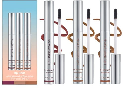 3Pcs Removable Lip Liner Set,Waterproof Peel Off Lip Stain,Pencil-Peel Off Lip Liner Tattoo,Long Lasting Peel Off Lip Stain,Peel Off Lip Liner Tattoo,Lip Stain Plumps Up Lip Colour