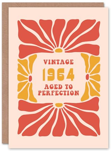 Artery8 Vintage Retro For Her Flower 60s Born 1964 Aged 61 Years Old 61st Birthday Card Mum Gran Wife