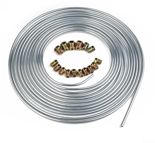 Bremsleitungs-Set, 7,6 m, silberfarbenes Rohr mit 16 Armaturen für effiziente Reparaturen von Bremssystemen