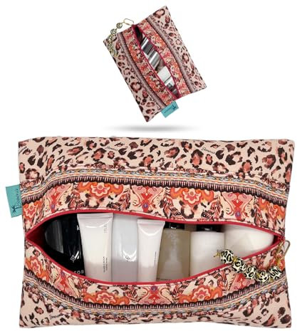 Bemoua* Premium Kulturtasche Damen – Hochwertige Make-up Tasche mit Leoparden Motiv, einzigartig, großzügiger Innenraum, Wasserabweisende Kosmetiktasche, für Reise & Alltag (Groß 33x24cm)