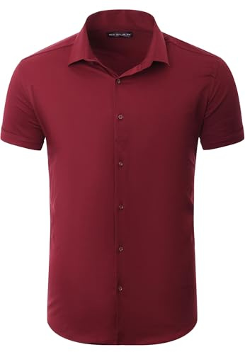 Reslad Hemd Herren Kurzarm Slim Fit | Freizeithemden für Sommer | Stretch Hemden mit optimalen Komfort | Elegantes Business Männer Hemd RS-7025